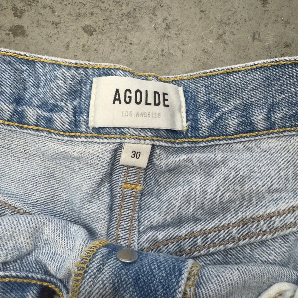 AGOLDE Parker Long High Rise Distressed Denim Shorts Light Wash 30 A9010-811